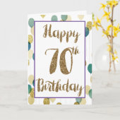 Gold Glitter Blue Balloons 70th Birthday Kaart (Gele Bloem)