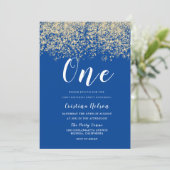 Gold Glitter Blue Boys 1st verjaardag Kaart (Staand voorkant)