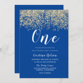 Gold Glitter Blue Boys 1st verjaardag Kaart (Voorkant / Achterkant)