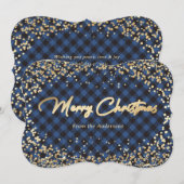 Gold Glitter Blue Buffalo met kerstkaarten Feestdagenkaart (Voorkant / Achterkant)