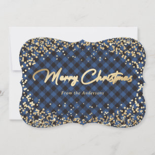 Gold Glitter Blue Buffalo met kerstkaarten Feestdagenkaart