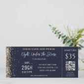Gold Glitter Blue Company School Event Ticket Kaart (Staand voorkant)