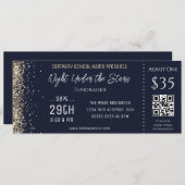 Gold Glitter Blue Company School Event Ticket Kaart (Voorkant / Achterkant)