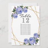 Gold Glitter Blue Floral Geo Table No Seed Aankondiging (Achterkant)
