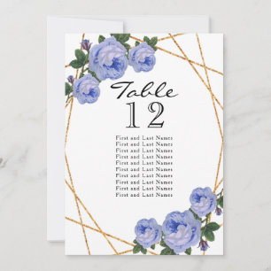 Gold Glitter Blue Floral Geo Table No Seed Aankondiging