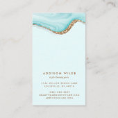 Gold Glitter Blue Marble Agate Jewels Display Visitekaartje (Achterkant)