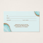 Gold Glitter Blue Marble Agate Modern Gift Kaart (Achterkant)