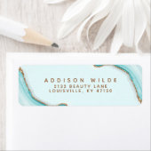 Gold Glitter Blue Marble Agate Return-adres Etiket (Insitu)