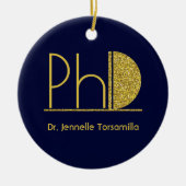 Gold Glitter Blue PhD-Afstuderen Keramisch Ornament (Voorkant)