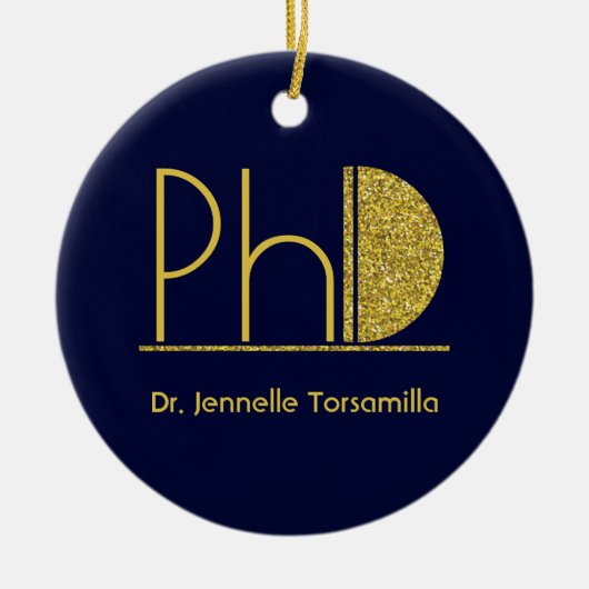 Gold Glitter Blue PhD-Afstuderen Keramisch Ornament (Voorkant)