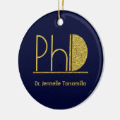 Gold Glitter Blue PhD-Afstuderen Keramisch Ornament (Links)