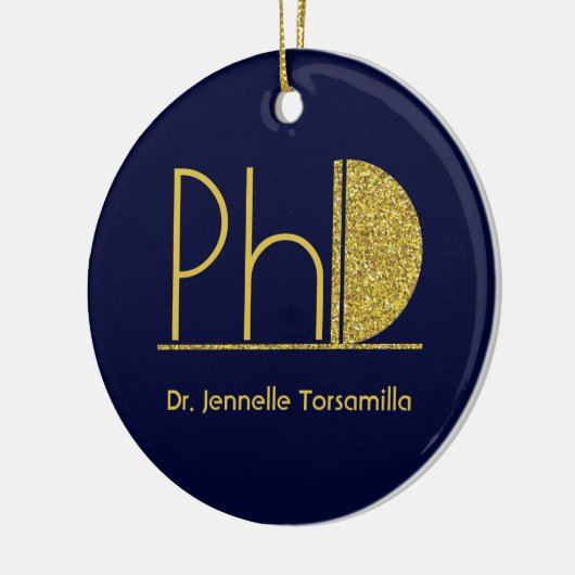 Gold Glitter Blue PhD-Afstuderen Keramisch Ornament (Links)