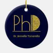 Gold Glitter Blue PhD-Afstuderen Keramisch Ornament (Achterkant)