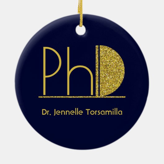 Gold Glitter Blue PhD-Afstuderen Keramisch Ornament (Achterkant)