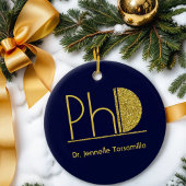 Gold Glitter Blue PhD-Afstuderen Keramisch Ornament