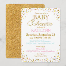 Gold Glitter Blue Pink Yellow Sprinkle Baby shower