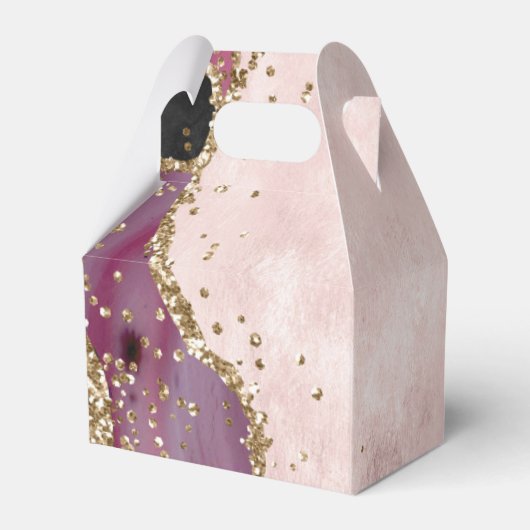 Gold Glitter Blush Agaat Wedding Bedankdoosjes (Achterkant)