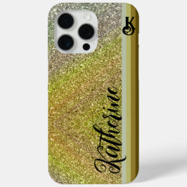 Gold Glitter Blush Monogram Hoesje-Mate iPhone 15 Pro Max Hoesje