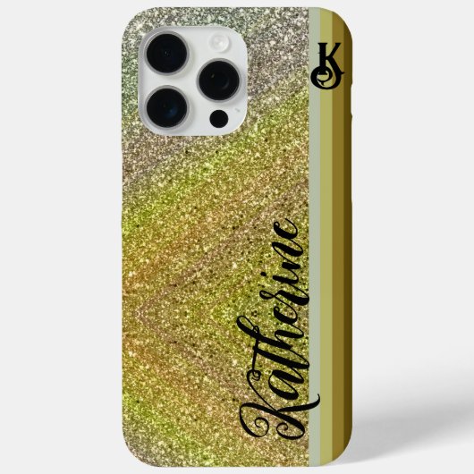 Gold Glitter Blush Monogram Hoesje-Mate Case-Mate iPhone Case (Achterkant)