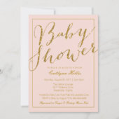 Gold Glitter Blush Pink Baby shower Invitation Kaart (Voorkant)