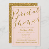 Gold Glitter Blush Pink Bridal Shower Kaart (Voorkant / Achterkant)