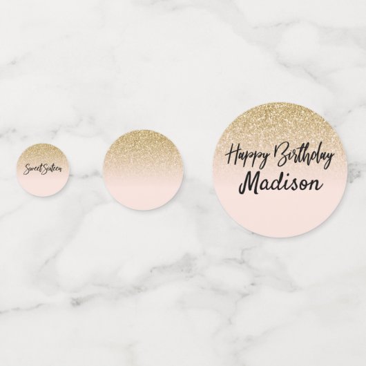 Gold Glitter & Blush Pink Confetti van 16 partijen (Achterkanten)