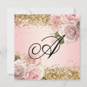Gold Glitter Blush Pink Floral 50 & Fabulous Kaart (Achterkant)