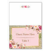 Gold Glitter Blush Pink Floral bruiloft Kaart (Voorkant)