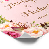 Gold Glitter Blush Pink Floral Weddenschap Poster (Hoek)