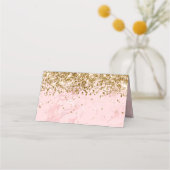 Gold Glitter Blush Pink Marble Blank Plaatskaartje (Achterkant)