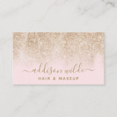 Gold Glitter Blush Pink Modern Makeup Artist Visitekaartje (Voorkant)