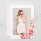 Gold glitter boho floral waterverf foto Sweet 16 Kaart (Achterkant)