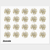 Gold Glitter Bokeh Gepersonaliseerde naam en adres Ronde Sticker (Vel)