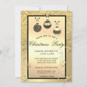 Gold Glitter Bokeh, kerstballen Company Party Kaart (Voorkant)