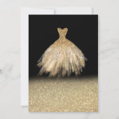 Gold Glitter Bokeh Ombre, Tiara, Dress Sweet 16 Kaart (Achterkant)