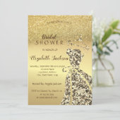 Gold Glitter Bokeh, Sequins Dress Vrijgezellenfees Kaart (Staand voorkant)