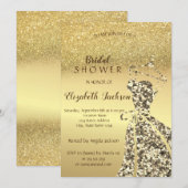Gold Glitter Bokeh, Sequins Dress Vrijgezellenfees Kaart (Voorkant / Achterkant)