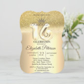 Gold Glitter Bokeh, Tiara, Sweet 16 Party Kaart (Staand voorkant)