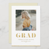 Gold Glitter Bold AFSTUDEERDER Typografie Afstuder Aankondiging (Voorkant / Achterkant)