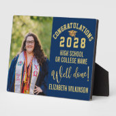 Gold Glitter Bold Script Custom Photo Afstuderen Fotoplaat (Zijkant)