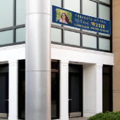 Gold Glitter Bold Script Custom Photo Afstuderen Spandoek (Buitenkant Gebouw)