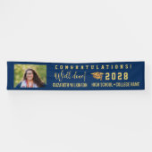 Gold Glitter Bold Script Custom Photo Afstuderen Spandoek (Horizontaal)