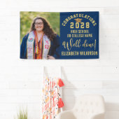 Gold Glitter Bold Script Custom Photo Afstuderen Spandoek (Insitu)