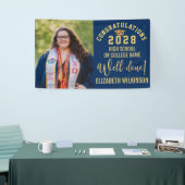 Gold Glitter Bold Script Custom Photo Afstuderen Spandoek (Beurs)