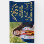 Gold Glitter Bold Script Custom Photo Afstuderen Spandoek (Verticaal)