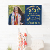 Gold Glitter Bold Script Custom Photo Afstuderen Spandoek (Insitu)