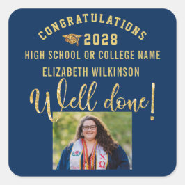 Gold Glitter Bold Script Custom Photo Afstuderen Vierkante Sticker
