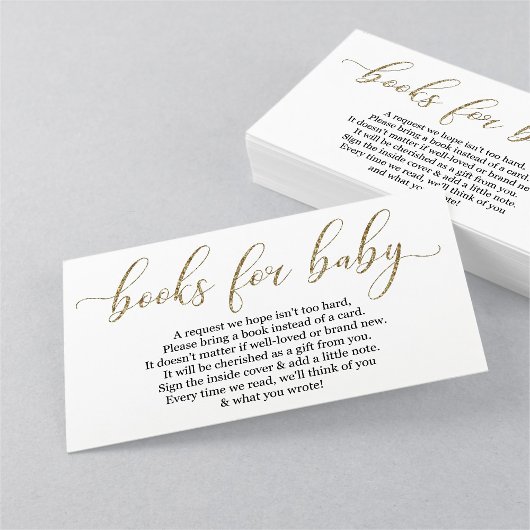 Gold Glitter Book Request - Baby shower Invitation Informatiekaartje