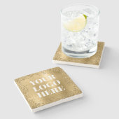 Gold Glitter Border and Folie Logo Stenen Onderzetter (Zijkant)