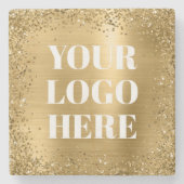 Gold Glitter Border and Folie Logo Stenen Onderzetter (Voorkant)